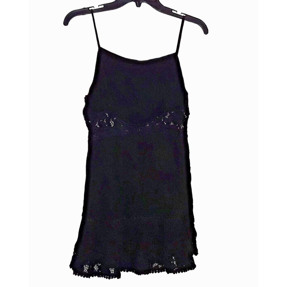 Illa Illa Dress Size Med Linen-Blend Spaghetti Strap Lace Trim Gothic Shift